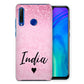 Personalised Honor Hard Case - Pink Marble Fade & Black Heart Name