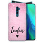Personalised Oppo Hard Case - Pink Marble Fade & Black Heart Name