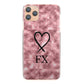 Personalised One Plus Phone Hard Case with Heart Sketch and Initials on Pink Disco Ball