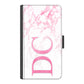 Personalised Nokia Phone Leather Wallet with Pink Initials on Pink Marble