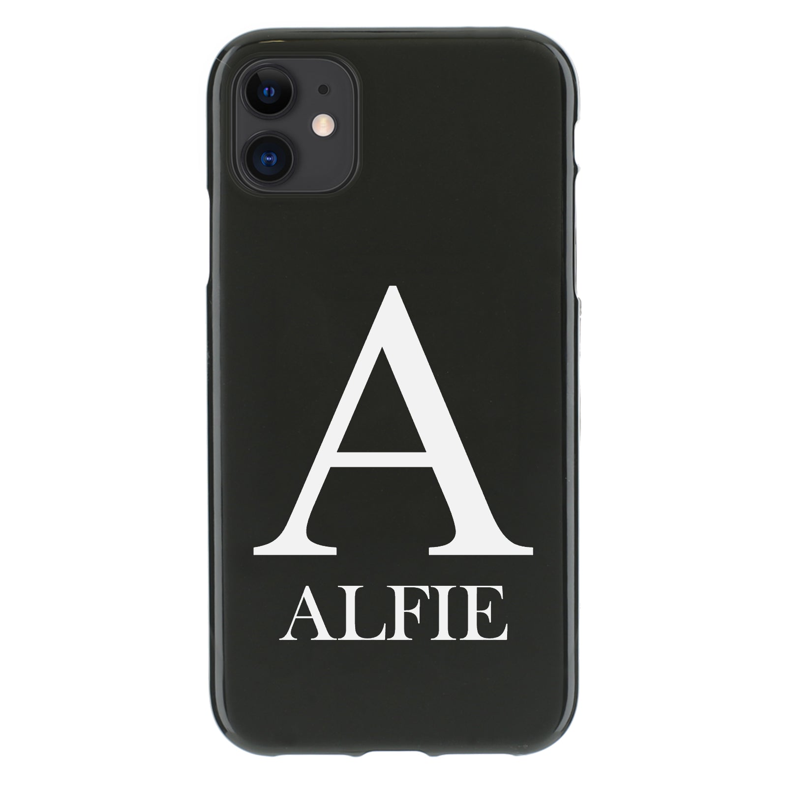 Personalised Apple iPhone Gel Case with Block Monogram Over Classic Text