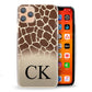 Personalised One Phone Hard Case Black Initial on Giraffe Print