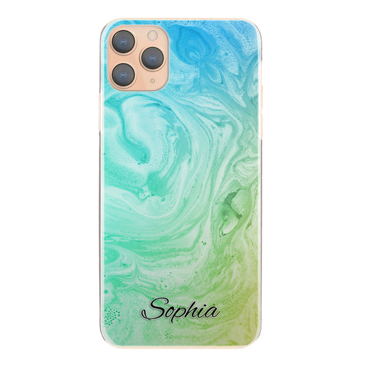 Personalised Xiaomi Phone Hard Case with Stylish Text on Turquoise Gradient Swirled Marble