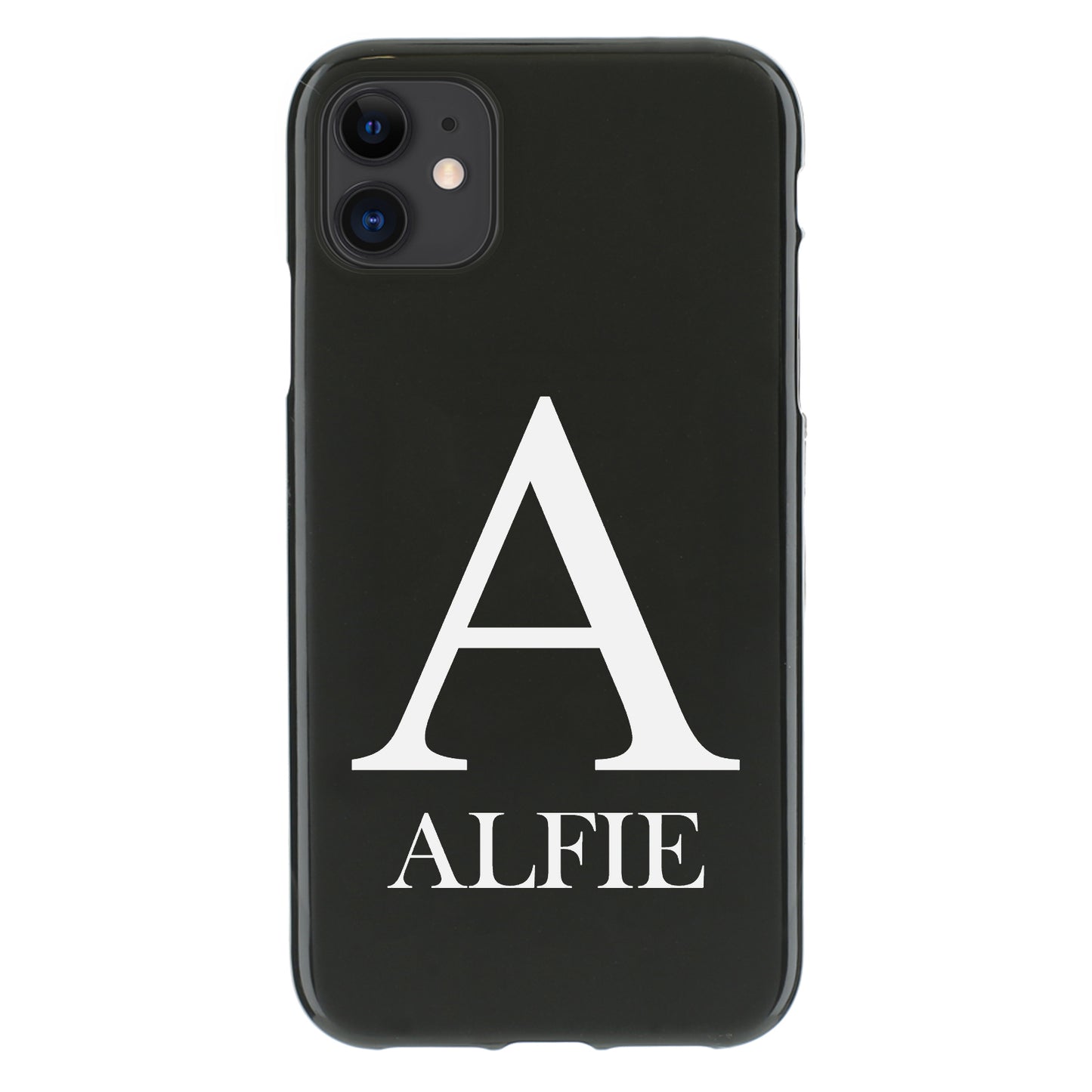 Personalised One Phone Gel Case with Block Monogram Over Classic Text