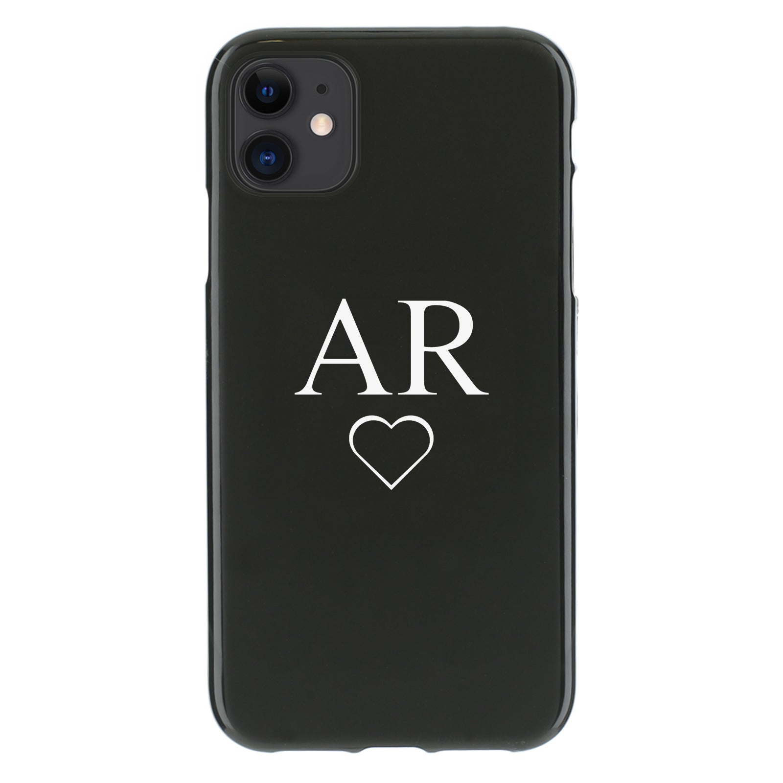 Personalised HTC Phone Gel Case with White Block Initials and Heart