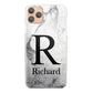Personalised One Phone Hard Case with Traditional Monogram and Text on Grey Marble