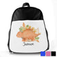 Personalised Orange Stegosaurus and Name Kids School Bag/Rucksack