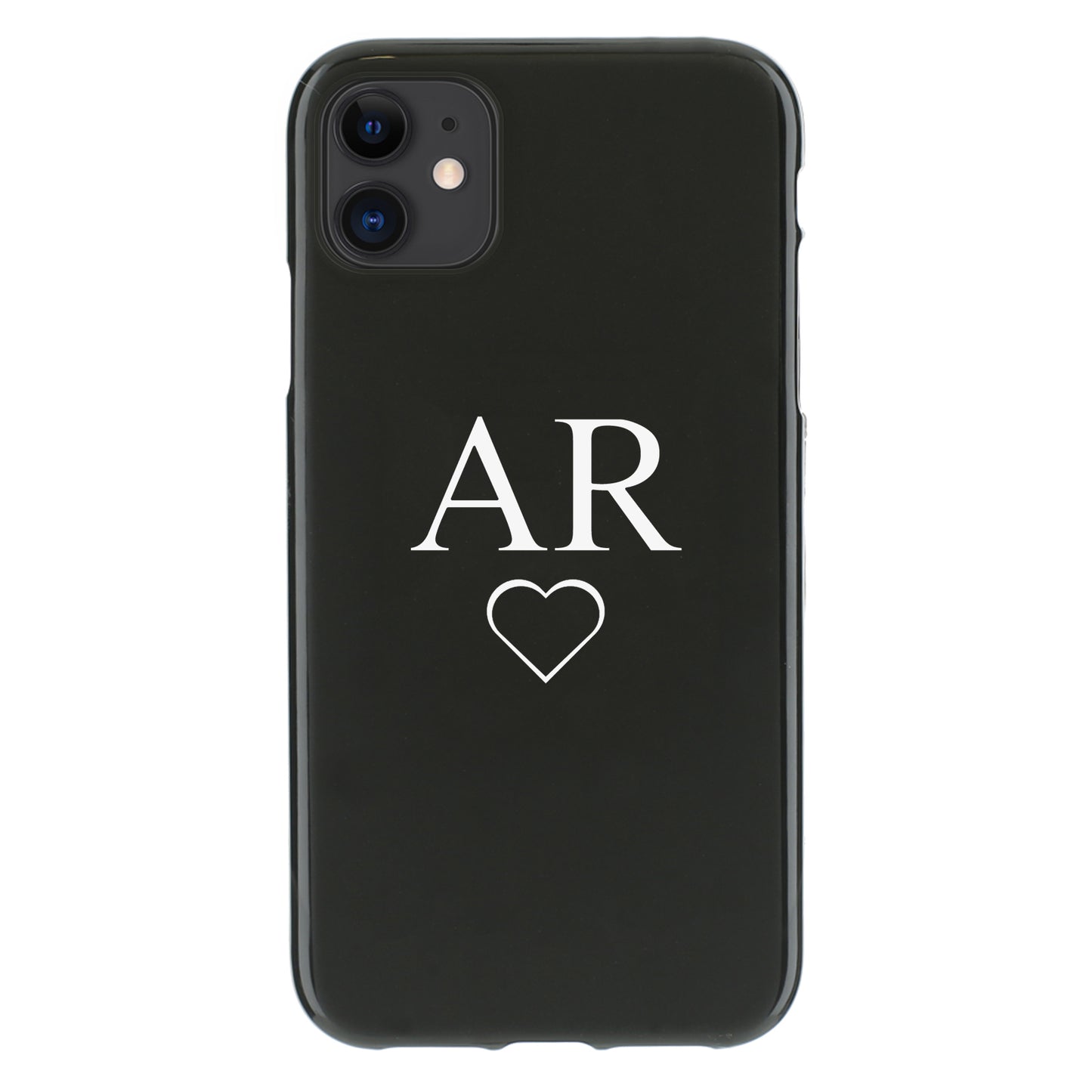 Personalised Nokia Phone Gel Case with White Block Initials and Heart