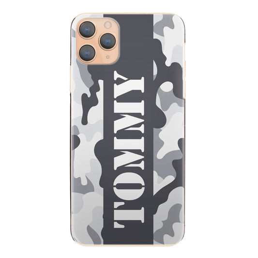 Personalised Oppo Phone Hard Case with Military Text on Artic Camo