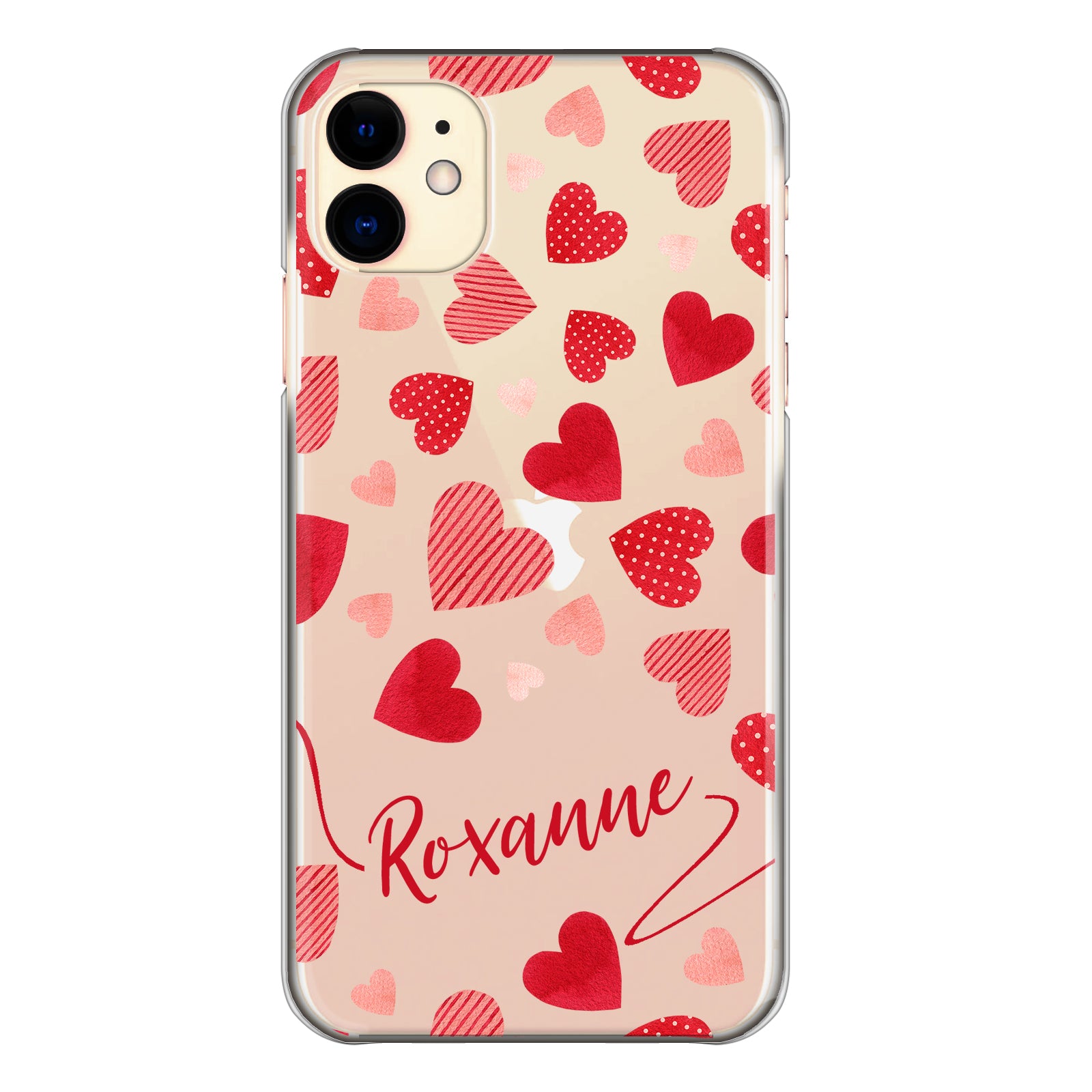 Personalised Honor Phone Hard Case with Polka Dot/Striped Hearts and Stylish Text