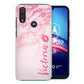 Personalised Motorola Hard Case - Pink Marble & Name Side Kiss