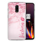 Personalised OnePlus Hard Case - Pink Marble & Name Side Kiss