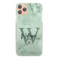 Personalised Oppo Phone Hard Case with Heart Accented Initials and Stylish Text on Mint Green Marble
