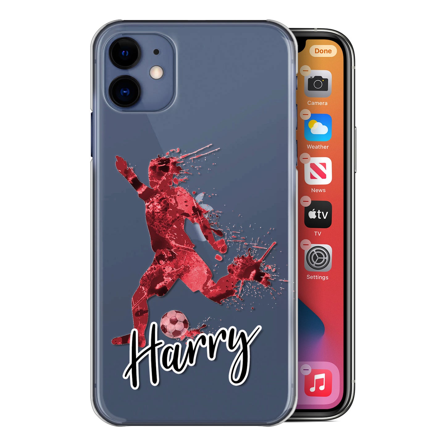 Personalised Google Phone Hard Case - Vibrant Red Football Star with White Outlined Text