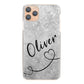 Personalised LG Phone Hard Case with Stylish Text and Heart Line on Textured Grey