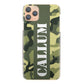 Personalised Apple iPhone Hard Case with Military Text on Classic Green Camo