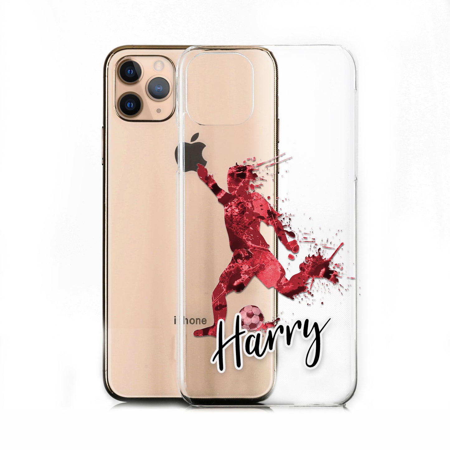 Personalisierte Xiaomi-Handy-Hartschale – Leuchtender roter Fußballstar mit weiß umrandetem Text