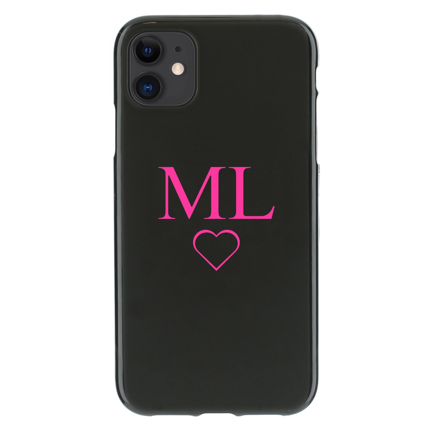 Personalised Google Phone Gel Case with Pink Block Initials and Heart