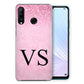 Personalised Huawei Hard Case - Pink Marble Fade & Monogram