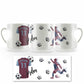 Personalised Mug with Stylish Text and Claret & Blue Shirt with Blue Name & Number
