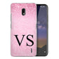Personalised Nokia Hard Case - Pink Marble Fade & Monogram