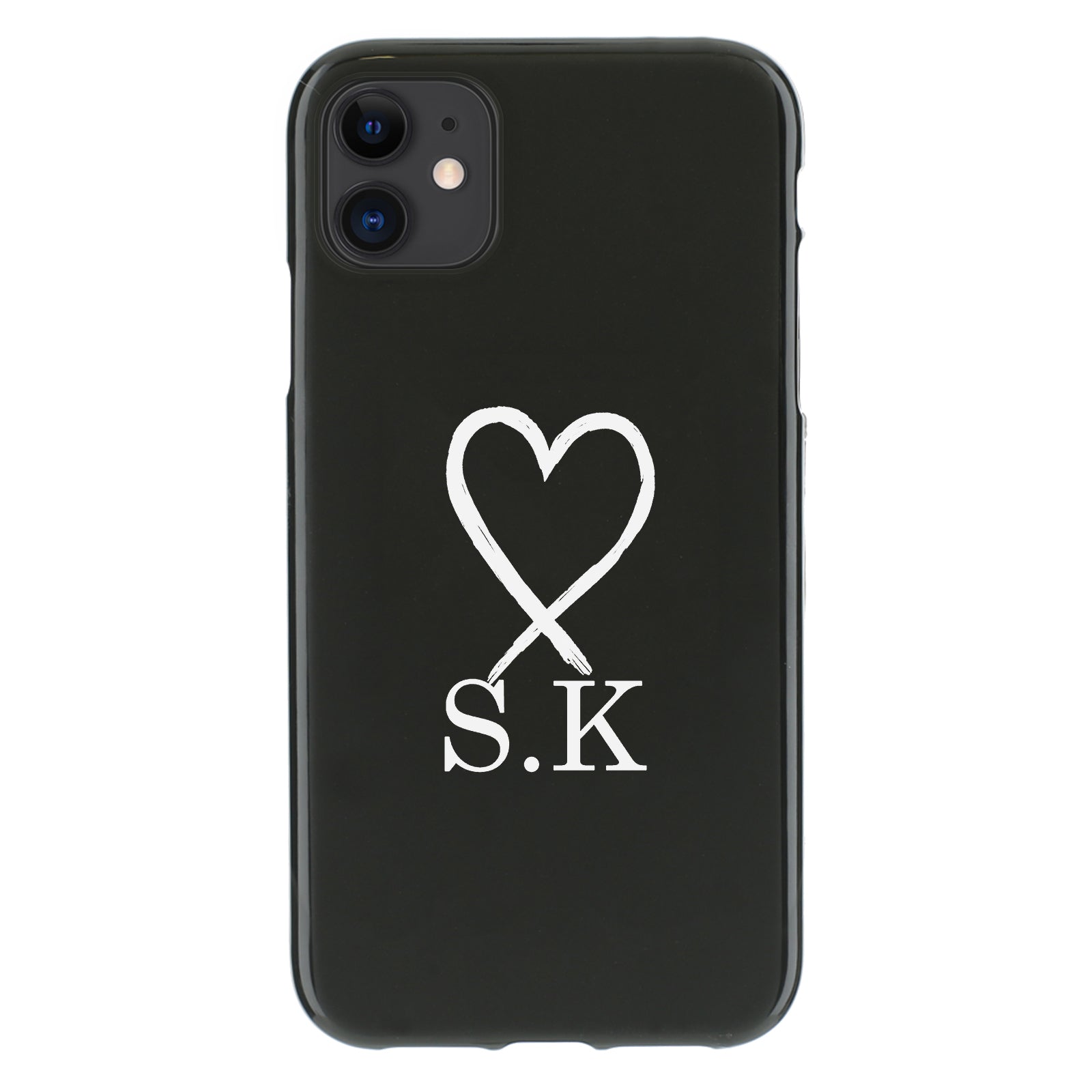 Personalised Motorola Phone Gel Case with Classic Initials Under Brush Stroke Heart