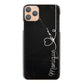 Personalised Motorola Phone Hard Case with Stylish Text and Heart Line on White Infused Black Marble