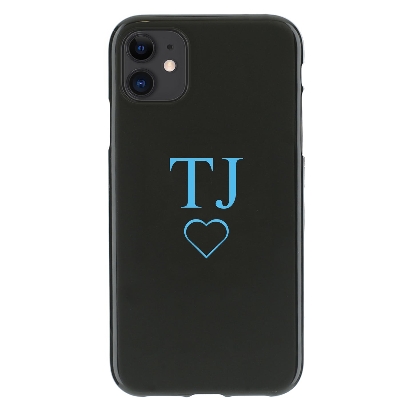 Personalised Nokia Phone Gel Case with Light Blue Block Initials and Heart