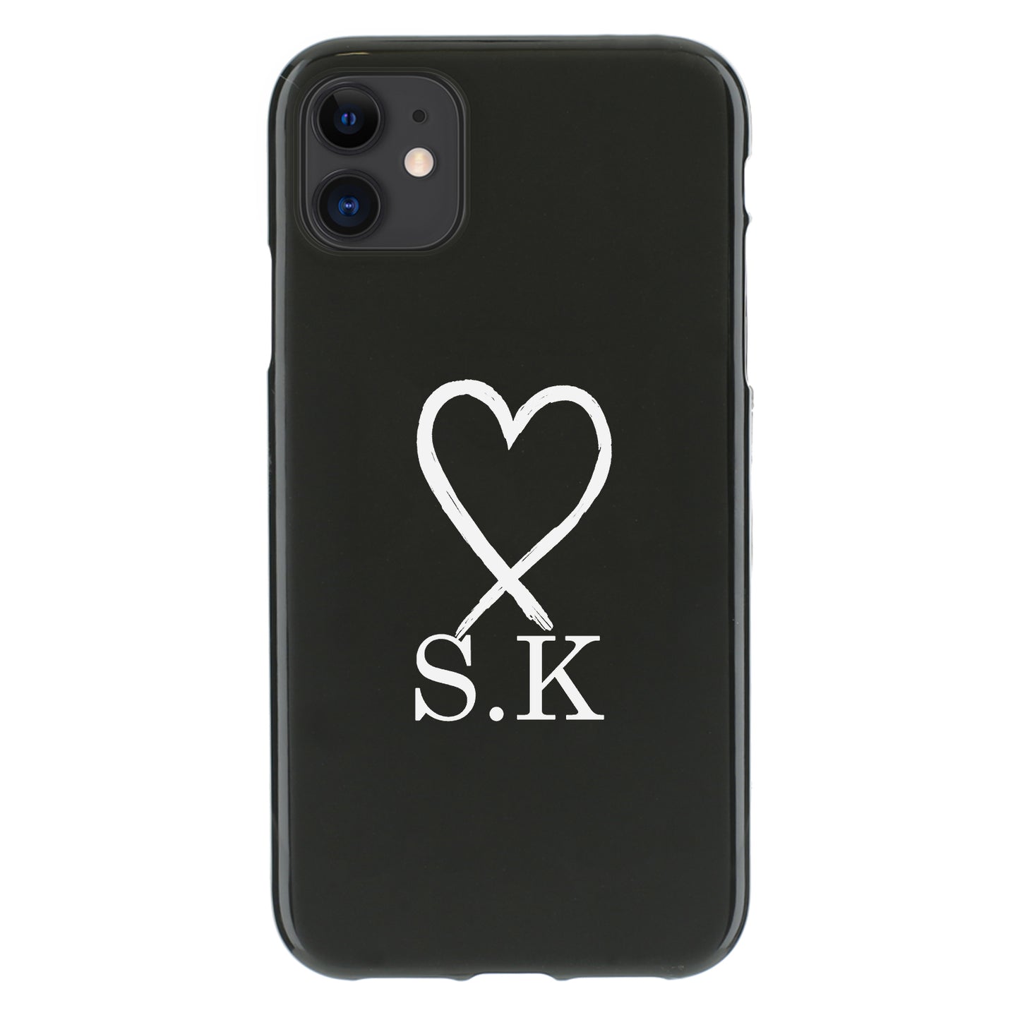 Personalised Oppo Phone Gel Case with Classic Initials Under Brush Stroke Heart