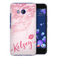 Personalised HTC Hard Case - Pink Marble & Name Kiss