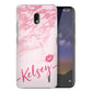 Personalised Nokia Hard Case - Pink Marble & Name Kiss