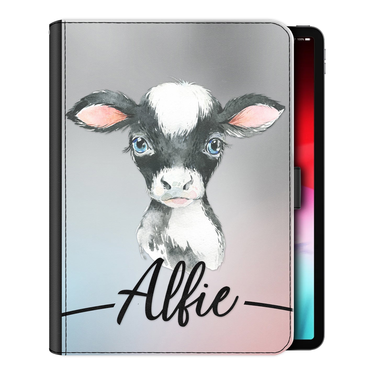 Personalised iPad Case with Cute Calf and Name