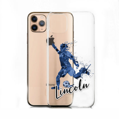 Personalised Motorola Phone Hard Case - Vivid Blue Football Star with White Outlined Text