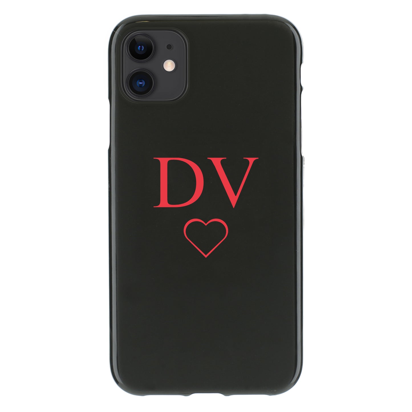 Personalised Motorola Phone Gel Case with Red Block Initials and Heart