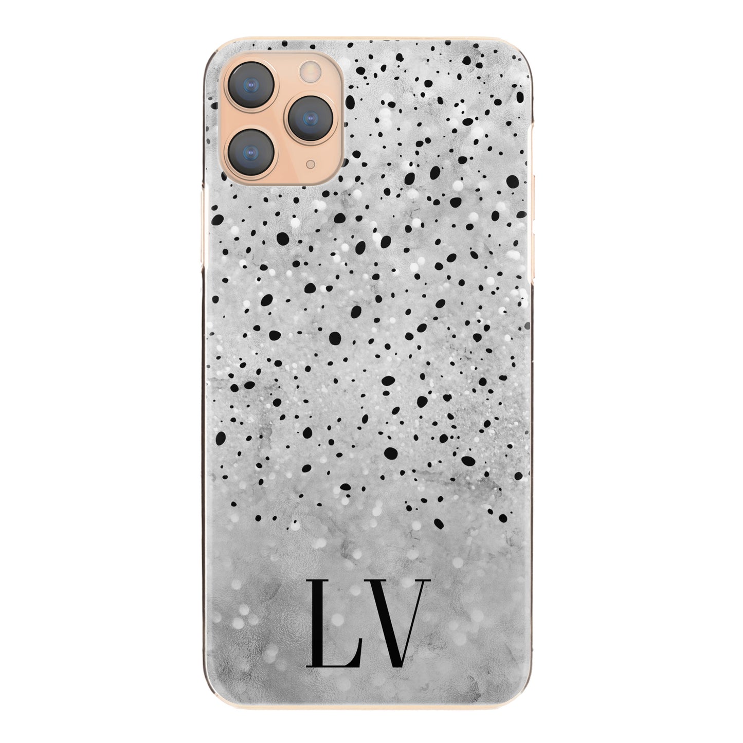 Personalised Honor Phone Hard Case with Classy Initials on Textured Grey and Black Dots