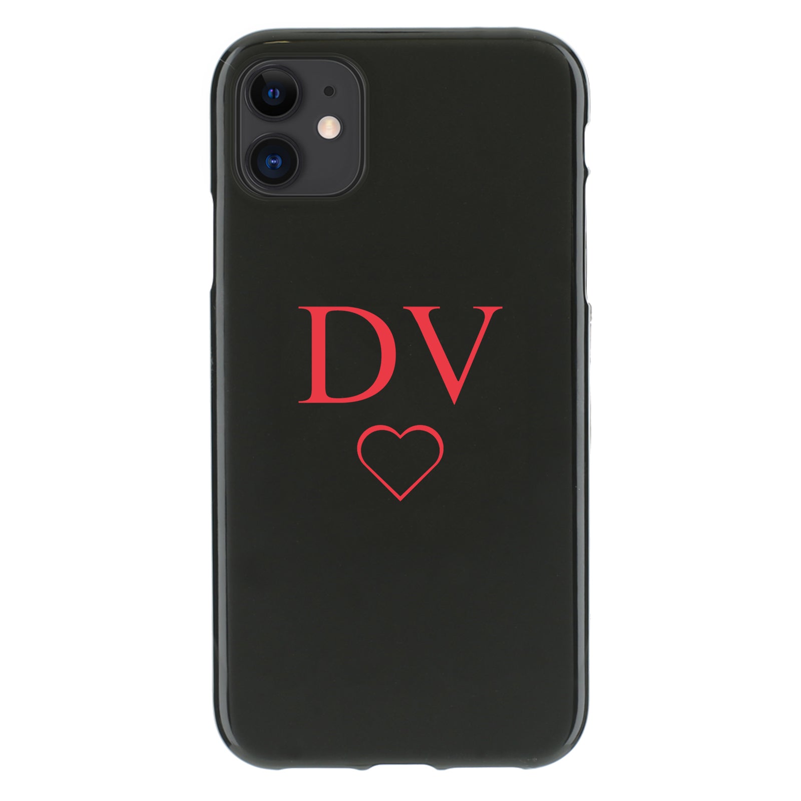 Personalised Huawei Phone Gel Case with Red Block Initials and Heart