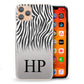 Personalised Motorola Phone Hard Case Black Initial on Zebra Print