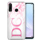 Personalised Huawei Hard Case - Pink Marble & Pink Monogram