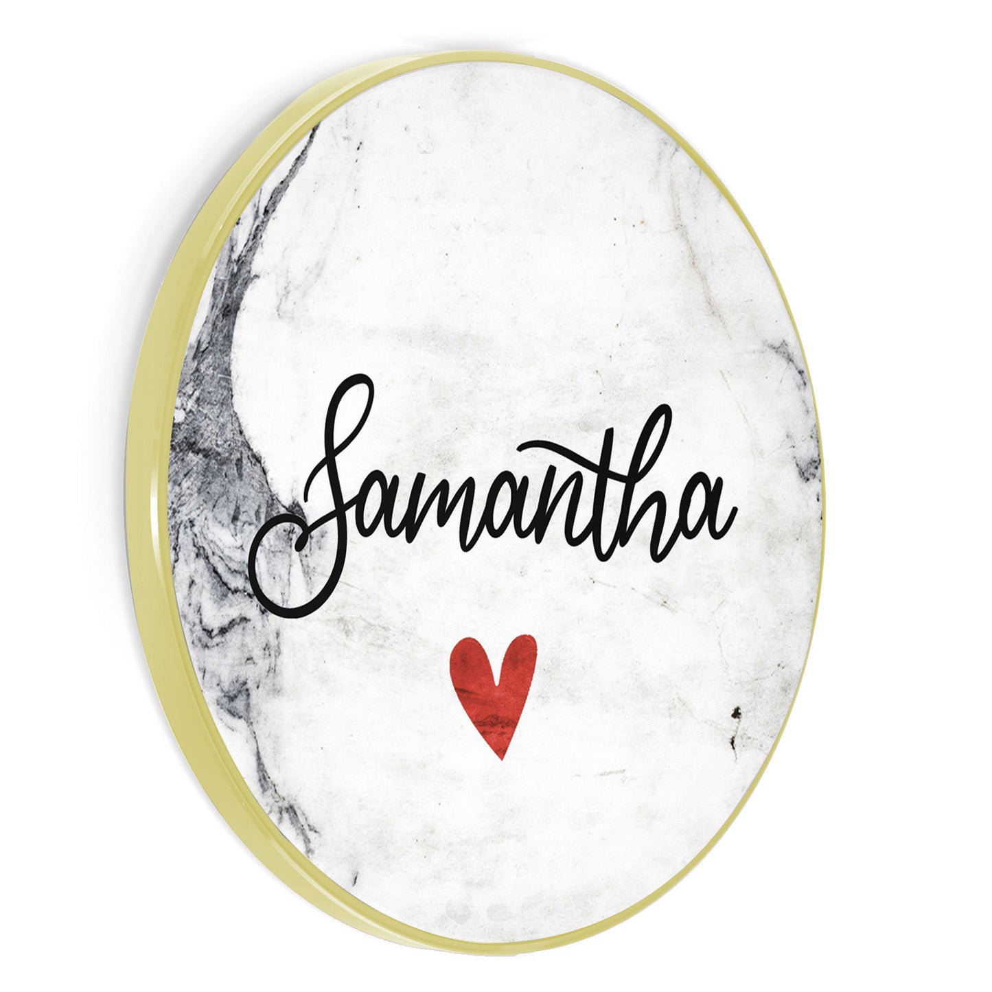 Personalised Wireless Charger with Stylish Text and Red Heart on Grey Marble