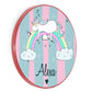 Personalised Wireless Charger with Sleeping Unicorn and Rainbow on Cartoon Stripes