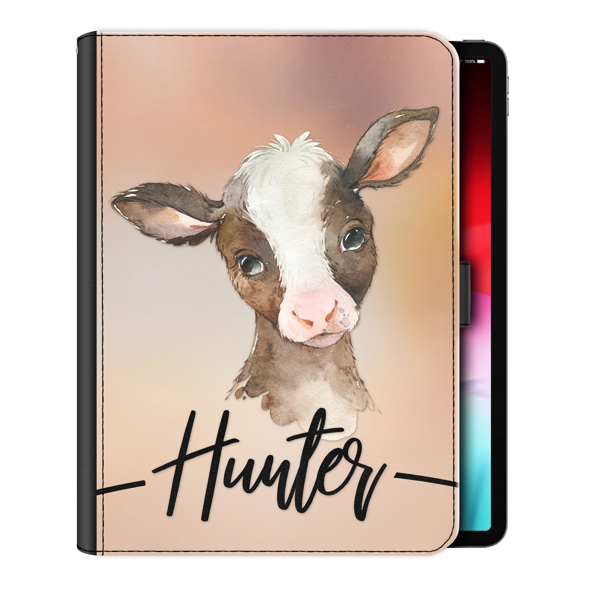 Personalised iPad Case with Brown Calf and Name