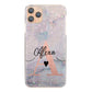 Personalised Sony Phone Hard Case with Stylish Heart Text and Pink Initial on Textured Glitter Effect