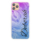 Personalised OnePlus Phone Hard Case with Stylish Text on Blue Purple Gradient Swirled Marble