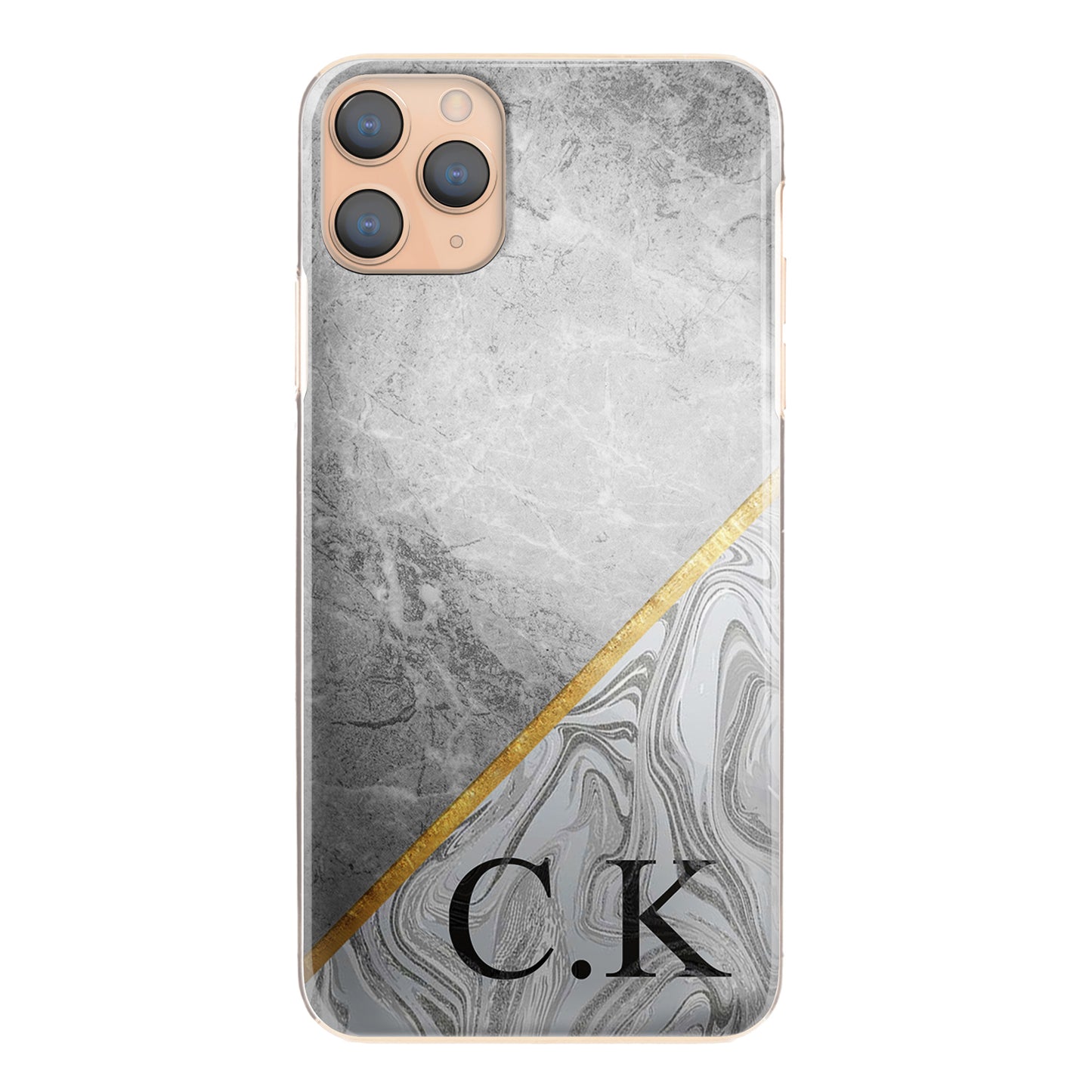 Personalised Nokia Phone Hard Case with Traditional Initials on Stylish Dual Marble