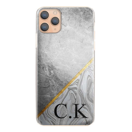 Personalised Apple iPhone Hard Case with Traditional Initials on Stylish Dual Marble