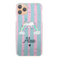 Personalised LG Phone Hard Case with Sleeping Unicorn and Rainbow on Cartoon Stripes