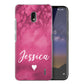 Personalised Nokia Hard Case - Hot Pink Marble with Name & Heart