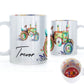 Personalised Mug with Stylish Text and Rainbow Tractor