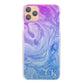Personalised Motorola Phone Hard Case with White Initials on Blue Purple Gradient Swirled Marble