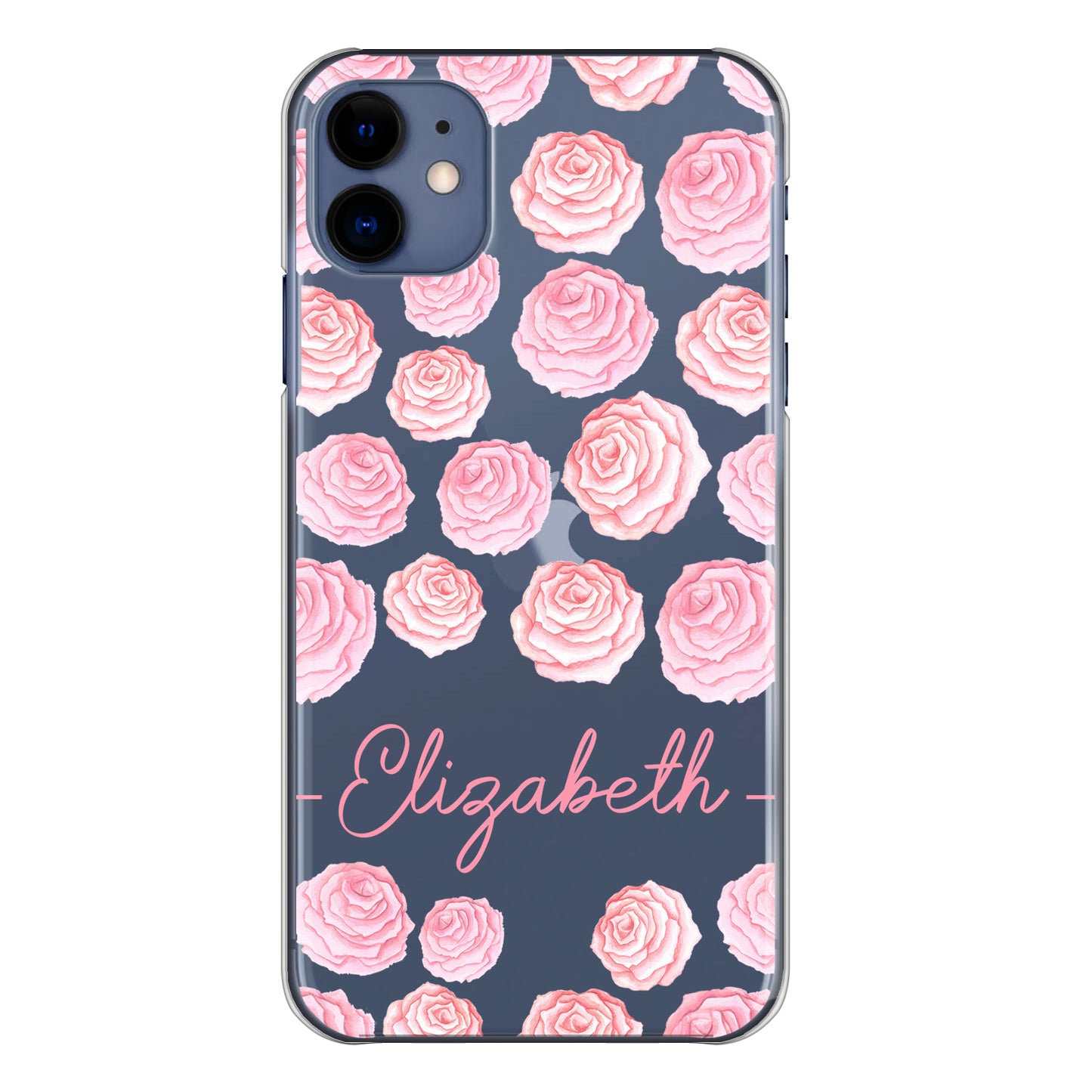 Personalised Nokia Phone Hard Case with Pink Roses and Elegant Pink Text